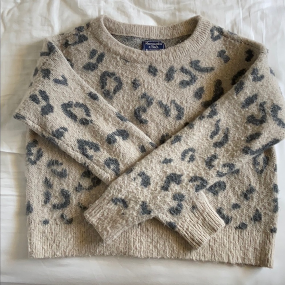 abercrombie leopard print cropped sweater